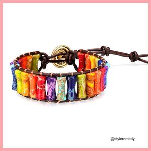 Handmade Natural Stone Healing Bracelet for Women, Premium Brass Buckle